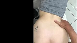 Latina teen bent over for bathroom creampie