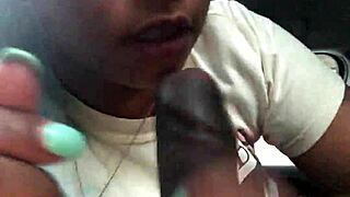 ebony slut gives public blowjob in car