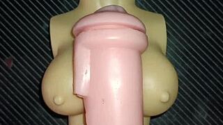 Trio with kissy and dolly ends in cum on tits