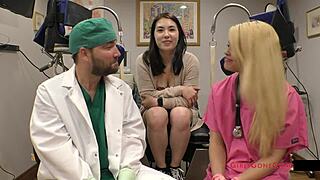 brunette nurse gets physical exam in florida