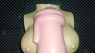Trio with kissy and dolly ends in cum on tits