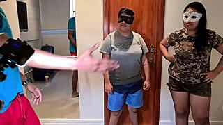 backstage first time lesbian couple with friends