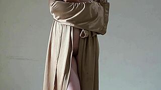 big ass asian girl in satin robe masturbates