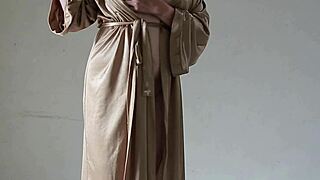 big ass asian girl in satin robe masturbates