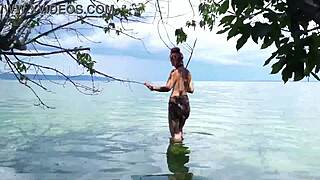 topless fishing adventure outdoors