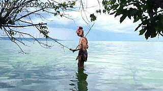 topless fishing adventure outdoors