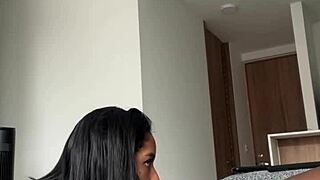 She gives a sloppy blowjob to this big cock with passion