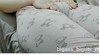 Curvy teen rubs swollen pussy in pajamas