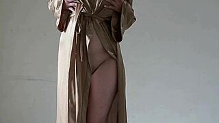 big ass asian girl in satin robe masturbates