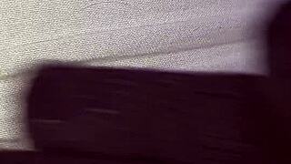 Suggestive mature amateur enjoys solo rear stimulation alone