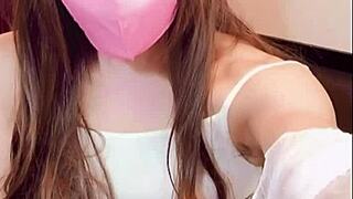 japanese ladyboy masturbates after prank call