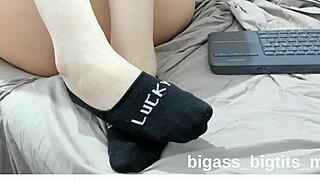 black ankle socks feet fetish solo show