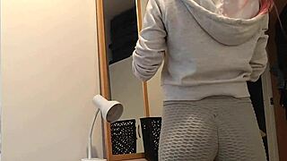 Boldly flashing my erect cock right in front of milf