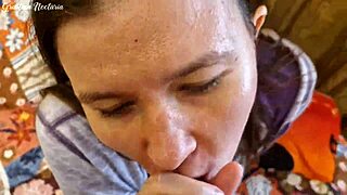 real russian couple keeps trying boobs masturbation for a big cock pov