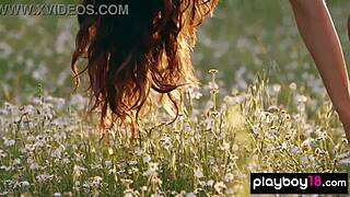 petite filipina kit rysha strips nude posing wildflower field