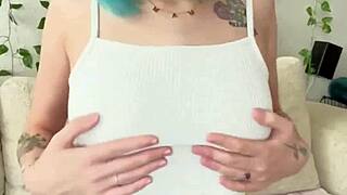 Super petite alt teen finger fucks her open pussy then stuffs panties