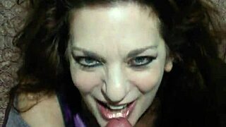 Raven gives sexy blowjob with oral cumshot finish