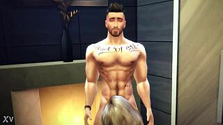 Sims 4 hunk swallows deep and finishes