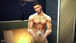 Sims 4 hunk swallows deep and finishes