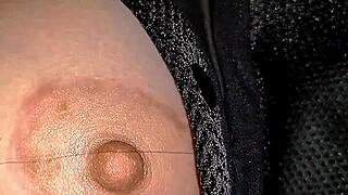 She teases him excitedly with her perfect shaved bunny pussy