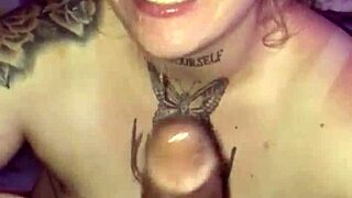this blonde gives a nice blowjob and gets face covered