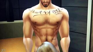 Sims 4 hunk swallows deep and finishes