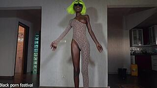 I got my skinny ebony maid the sluttiest outfit