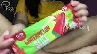 ice cream play in beautiful pussy