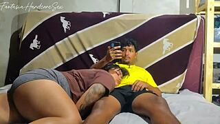 playing clash royale she lays on lap wanting deep cock
