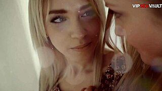 two curvy blondes finger-fuck each other after he fucks one doggy style
