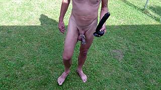 servenaked in peniscage outdoor got enema proove with tiny and big dildo in ass ready for gaysex