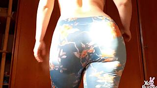 Walking and farting topless in leggings