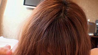 Red haired beauty sucks dick and caresses