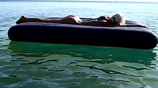 nude beach beauty shows big boobs in public