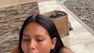 colombian woman outdoors with partner caught by neighbor