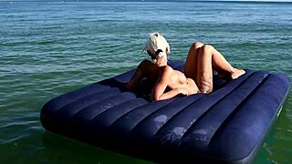 nude beach beauty shows big boobs in public
