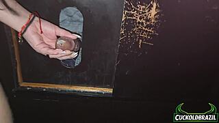 monica lima entering big cock at gloryhole for cuckold