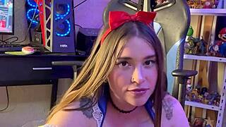 Dirty fairy tale busty hot snow white rides hard