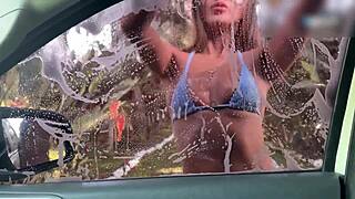 Beautiful car wash girl gets fucked by client