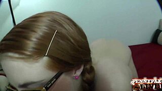 pov busty redhead stretches tight pussy with cock