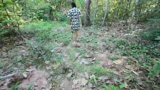 Horny thai woman squirts fluids in forest