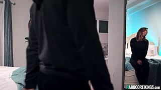 Brunette widow gets fucked by intruder
