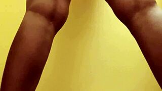 Black girl twerking solo teasing hairy private parts