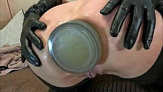 latex analslut plug gape training her rubber asshole