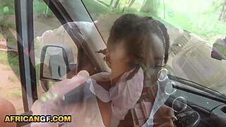 I fucked my ebony girlfriend in camper van till she begged