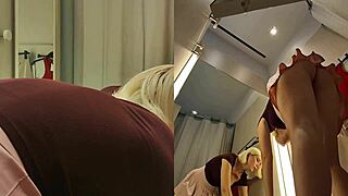 Hidden camera catches juicy pussy flash in dressing room
