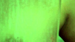 latin beauty enjoys relaxing shower in cinema