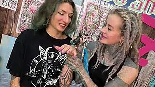 tattooed goth babe rides monster cock hard
