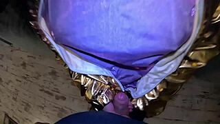 Shiny cameltoe tease leads to hard spanking and double cumshot