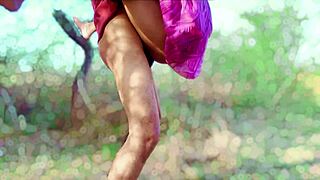 Desi village girl fucks outdoors in jungle